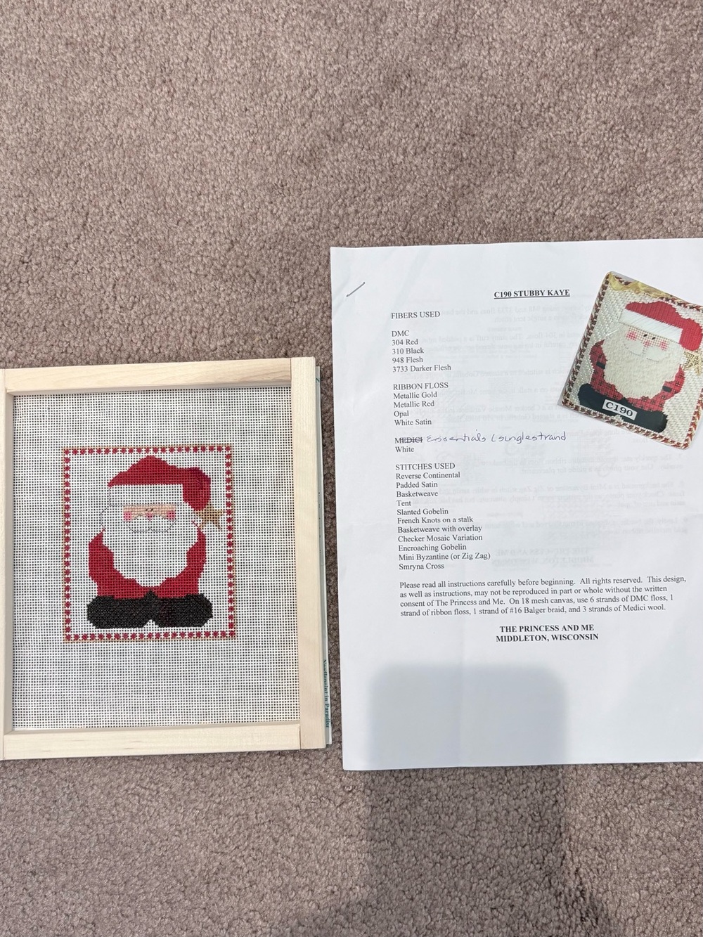 Needlepoint Santa Canvas - 18 Mesh Mono Canvas